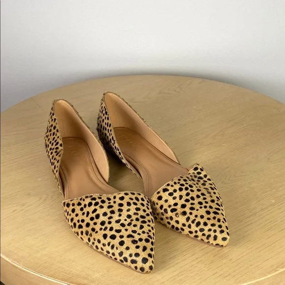 J. Crew Zoe Leopard Print Calf Hair d'Orsay Flats Women's 9.5 Business Casual - Picture 1 of 8